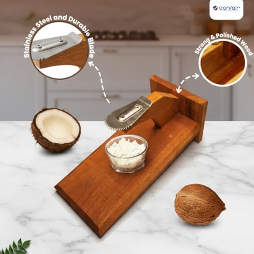 Traditional Polished Teak Wood Coconut Scraper
