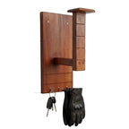 Handcrafted Wooden Helmet Stand Wall Mount with Hooks